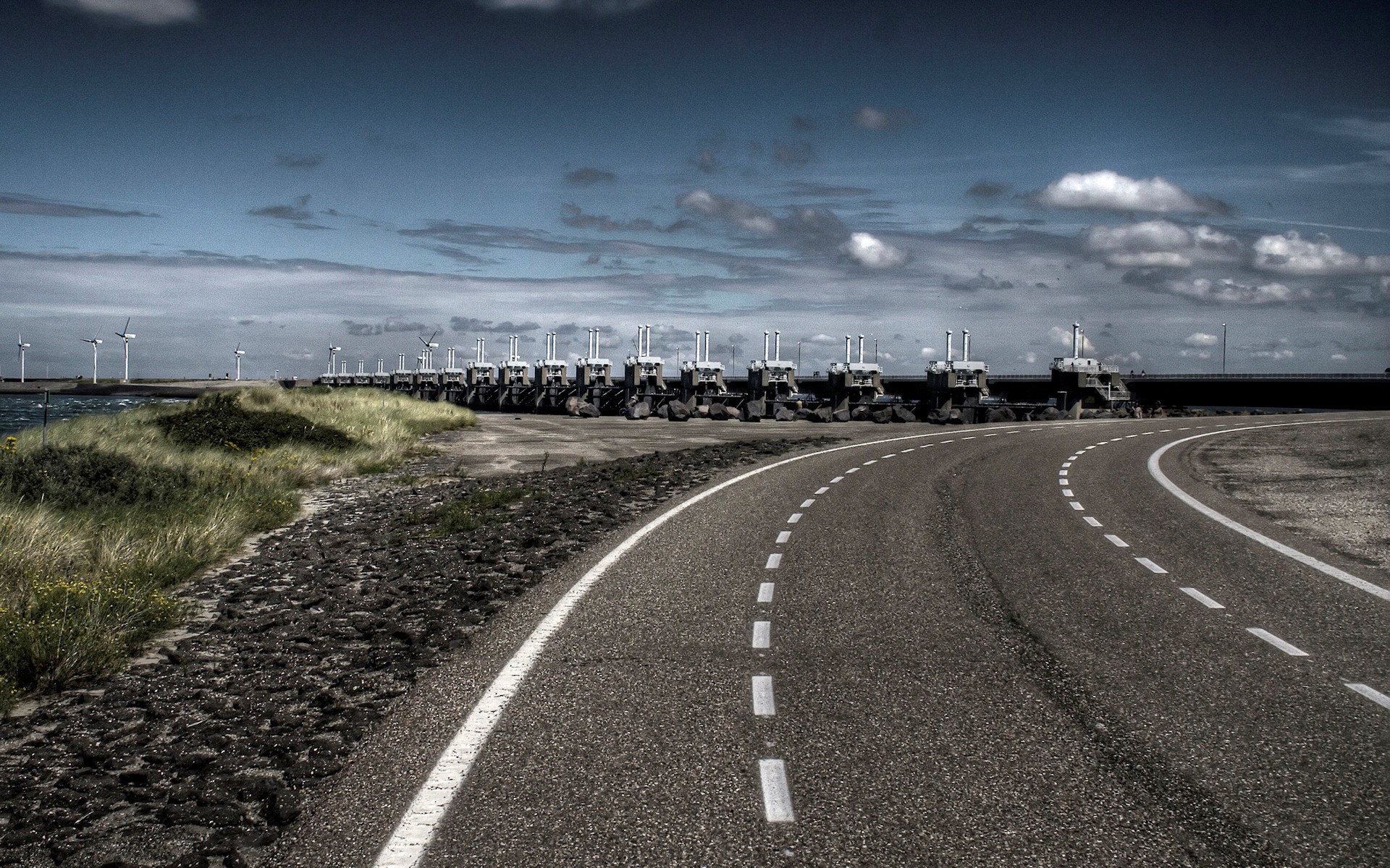 carretera marcado nubes puente