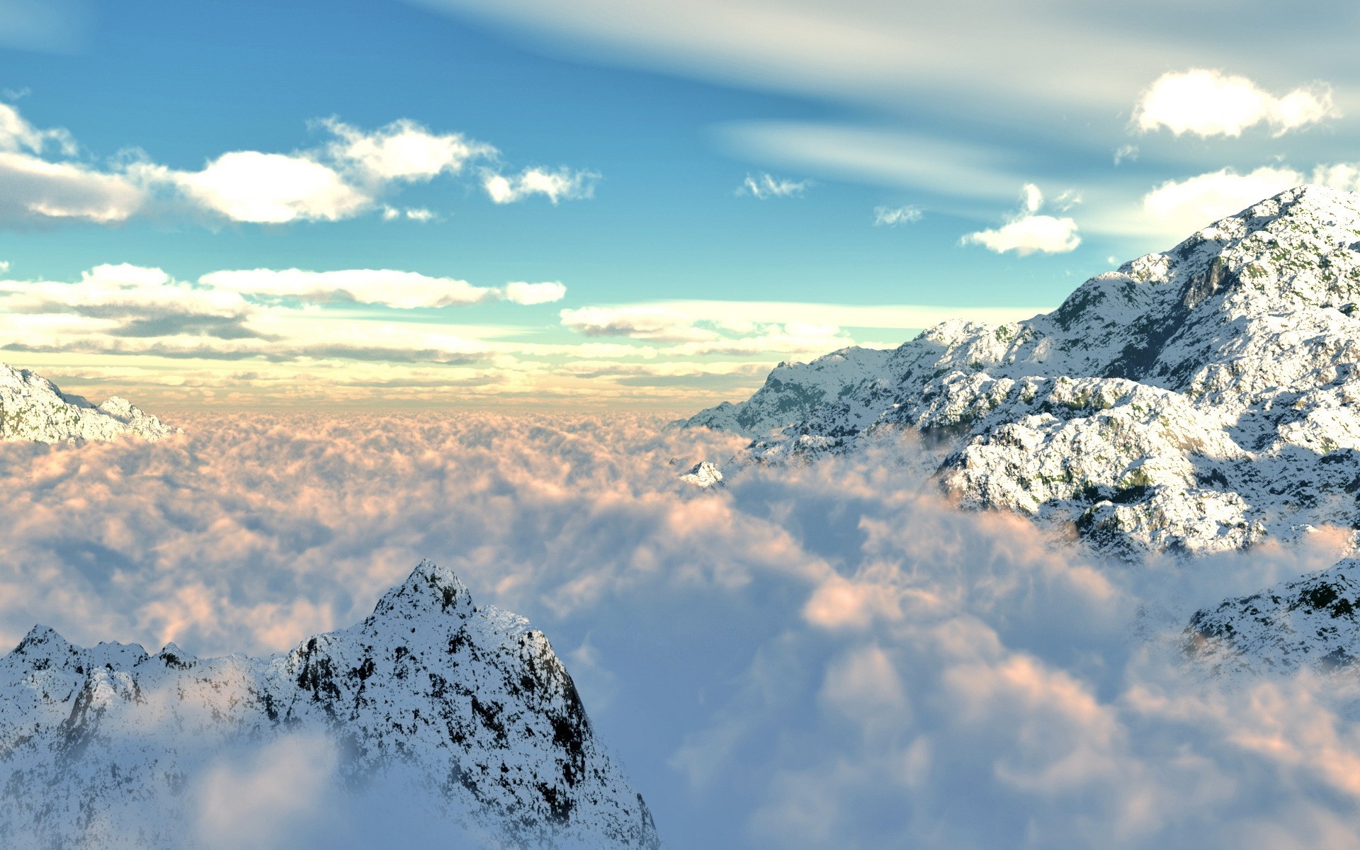 montañas nubes nieve