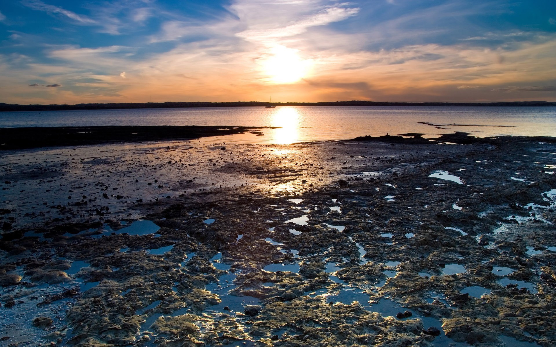 солнце берег вода