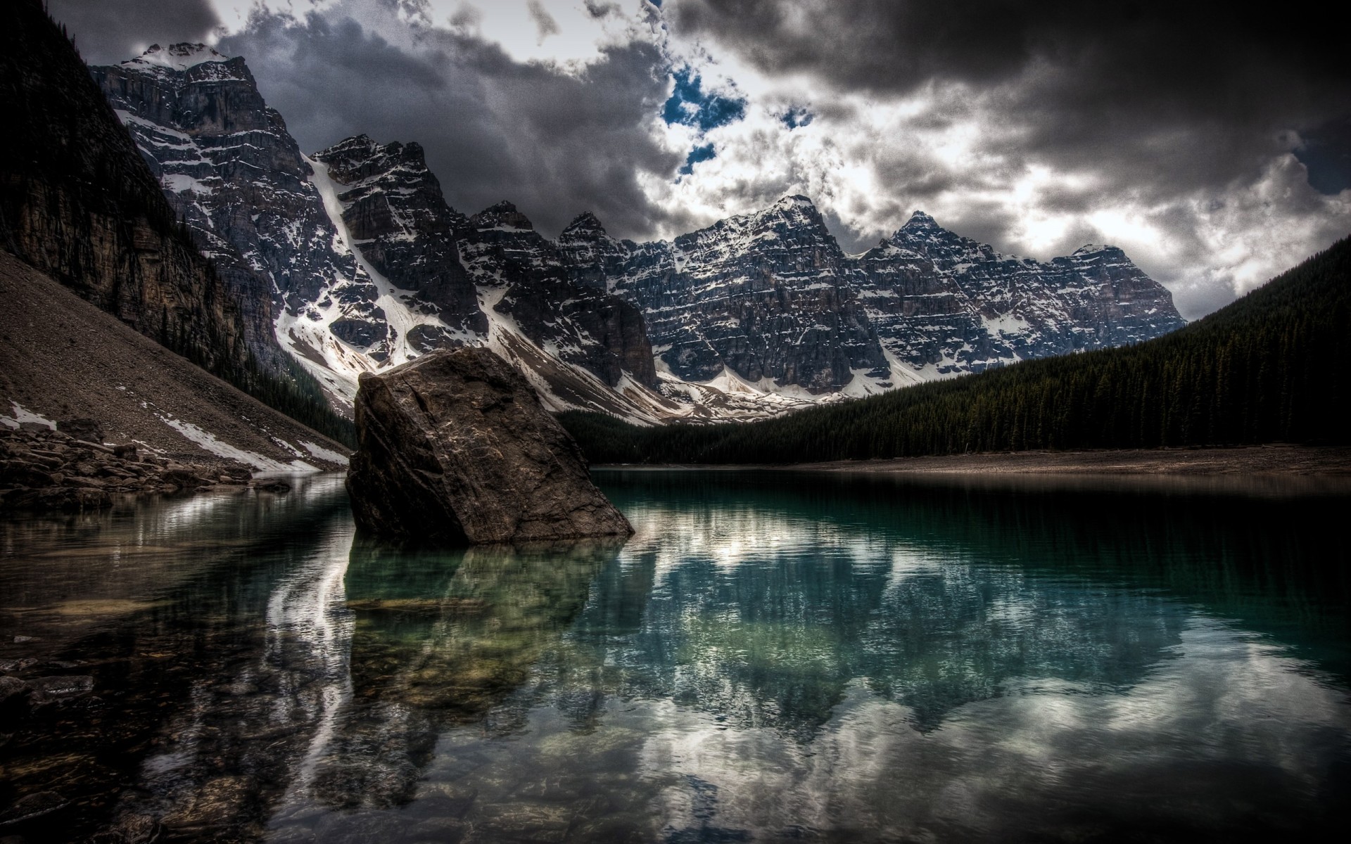 berge see schnee wolken dunkelheit