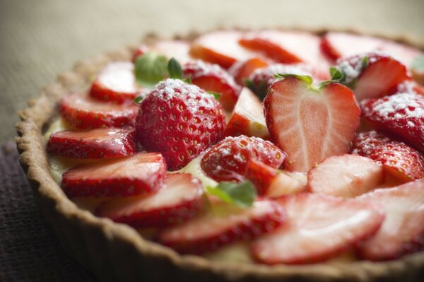 Deliciosa comida pastel de fresa