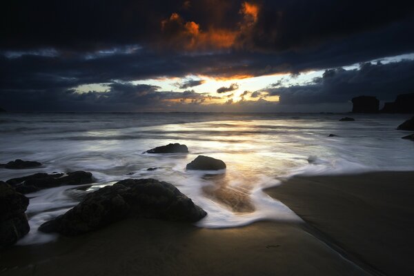 Sunset on the seashore. Beautiful places