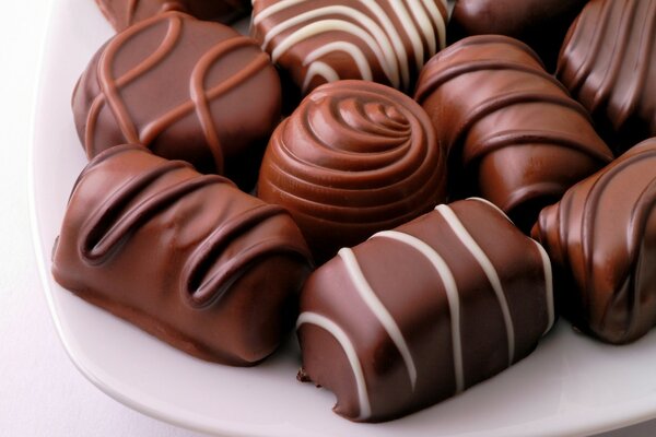 Chocolates on a white platter