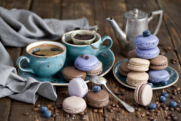 Sweets for fragrant coffee from a teapot