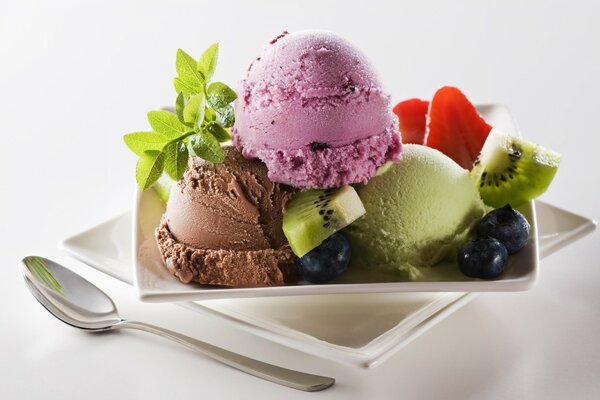 Photo of ice cream balls with fruit