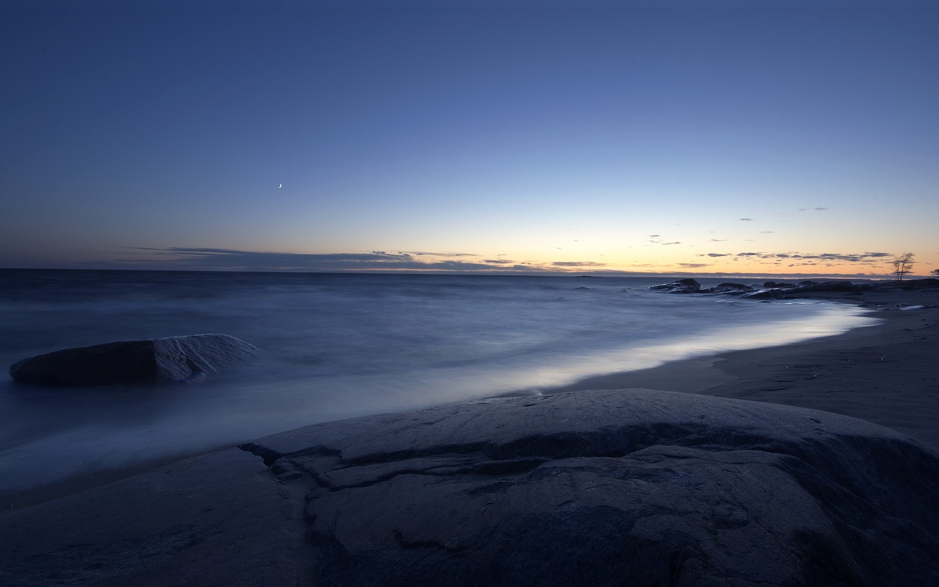 côte soirée mer horizon