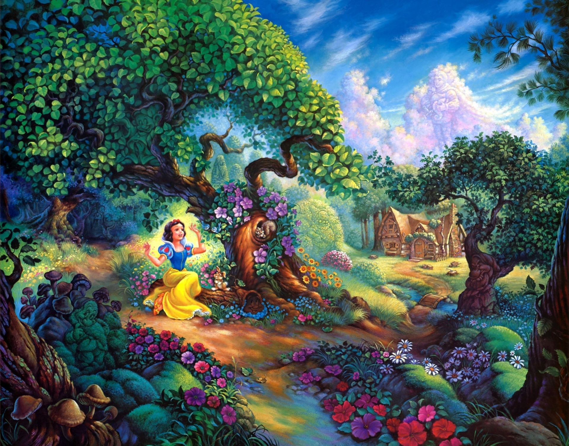 bosque pintura dibujos animados walt disney