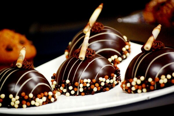 Chocolates decorated with confiture