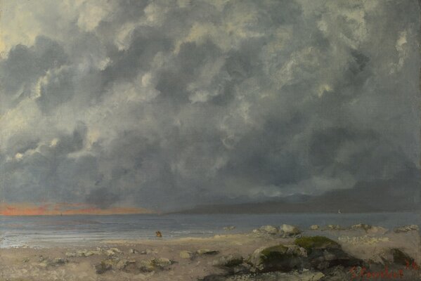 There is an exhibition by Gustave Courbet at the National Gallery in London. Amazing landscape - Beach scene