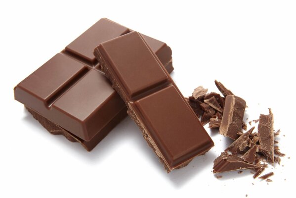 Chocolate bars on a white background