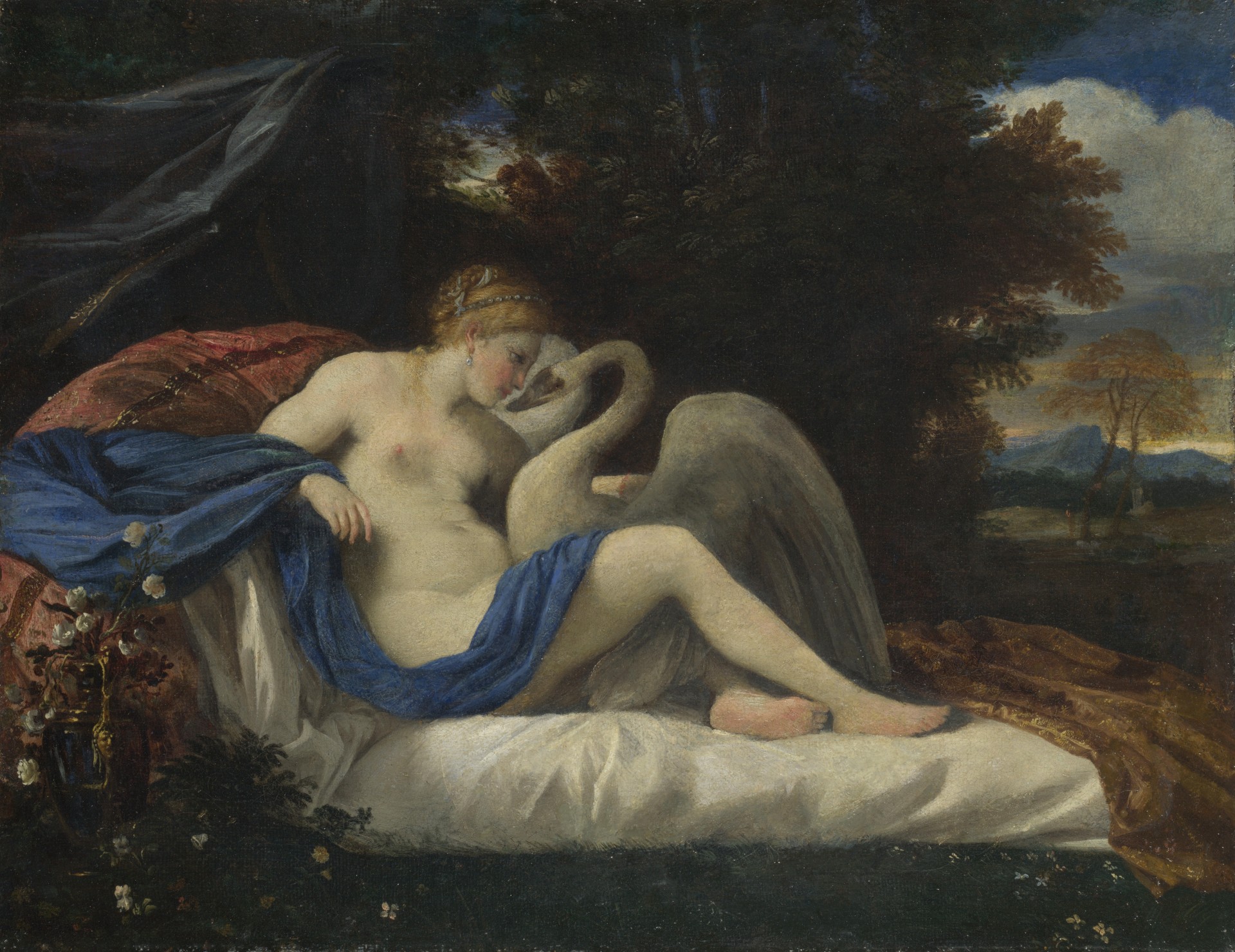 leda and the swan style by pier Francesco mola leda and the swan London National Gallery