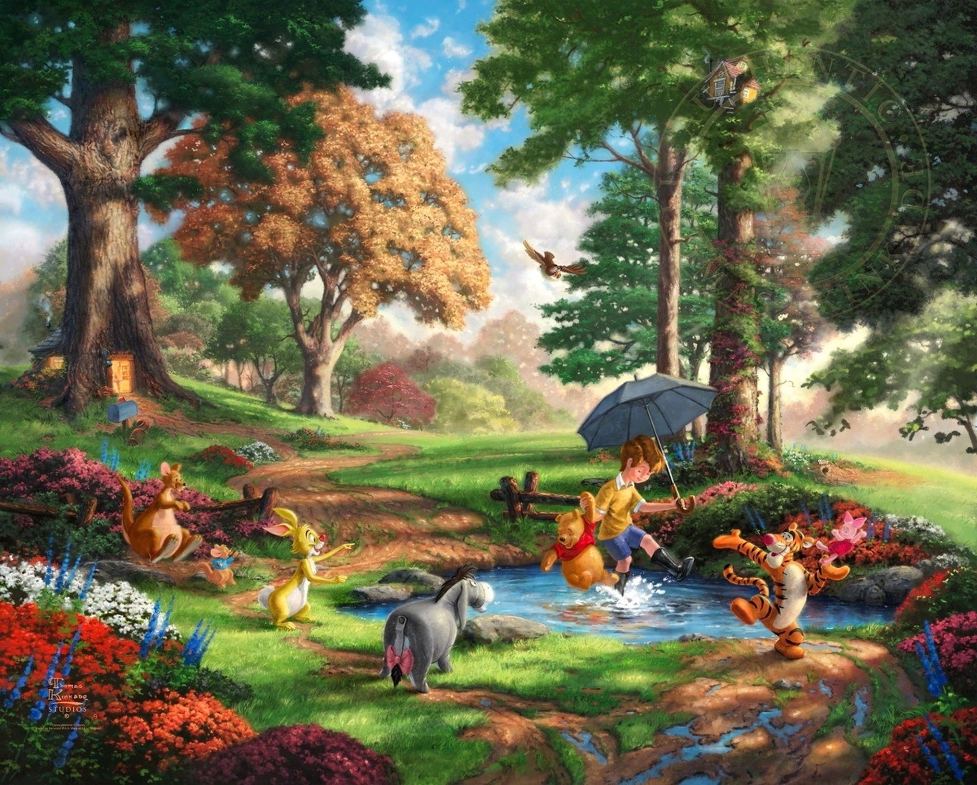 burro arte walt disney bosque flores madera personas árboles palmeras tigre liebre thomas kincaid juguetes winnie the pooh winnie the pooh y todo-todo-todo alan alexander milne christopher robin ru