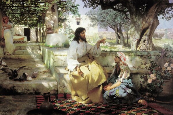 The Biblical picture of Christ with a boy