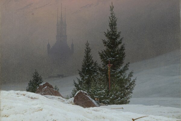 Landschaft im Winter Fichte Wald