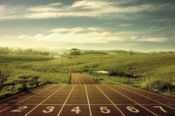 Cinta de correr con números en el campo