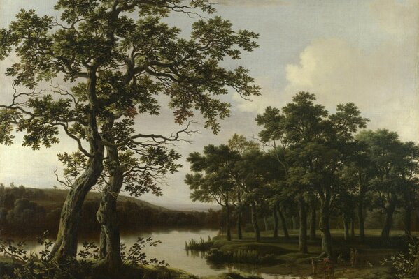 La National Gallery de Londres a une peinture de paysage fluvial