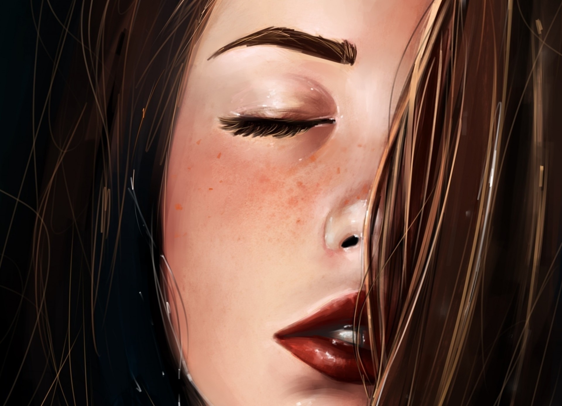 art face close up pattern hair lara croft freckle