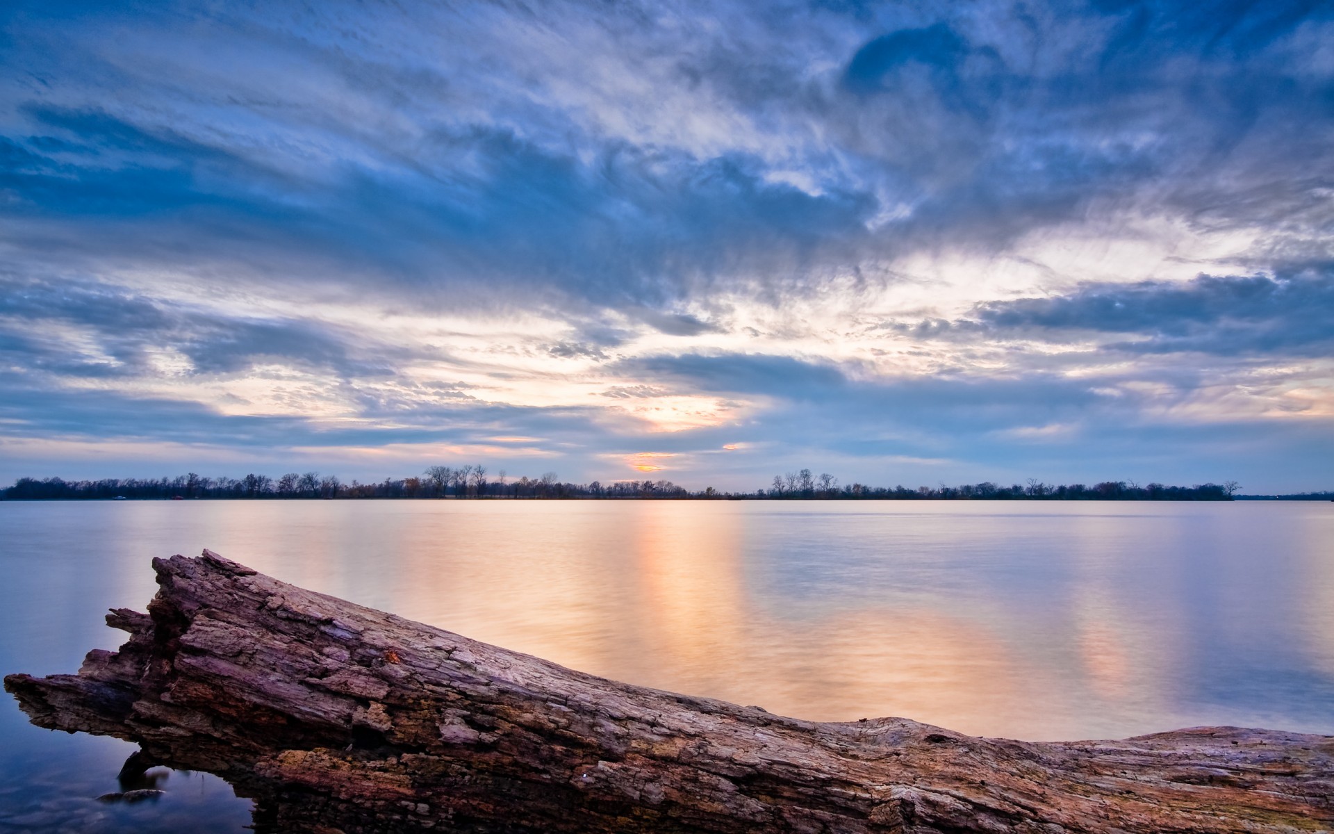 nuvole lago illinois cielo tramonto acqua