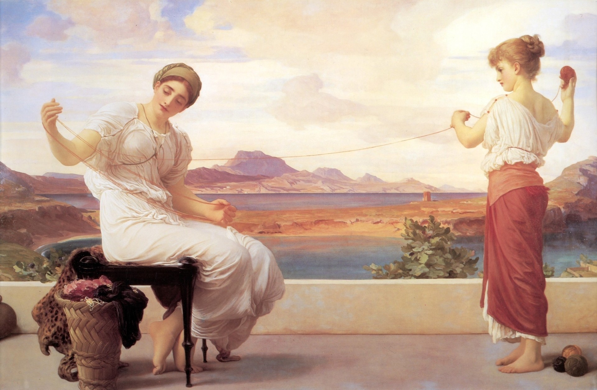 pintura al óleo lienzo madeja leighton pintura