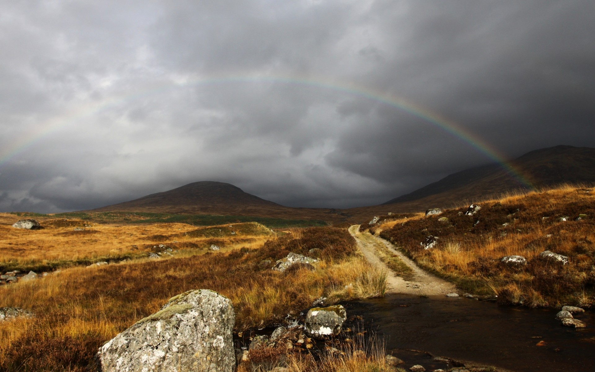 wolken grau regenbogen schottland himmel