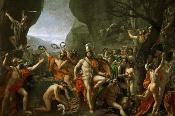Dipinto di Leonida nella battaglia delle Termopili