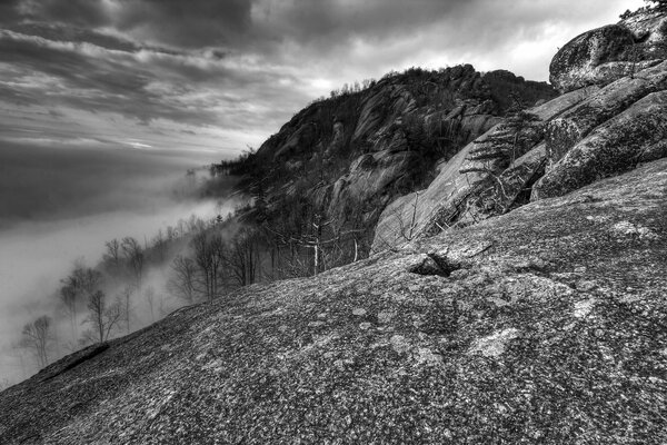 Nebel ging in die Berge von Virginia hinunter