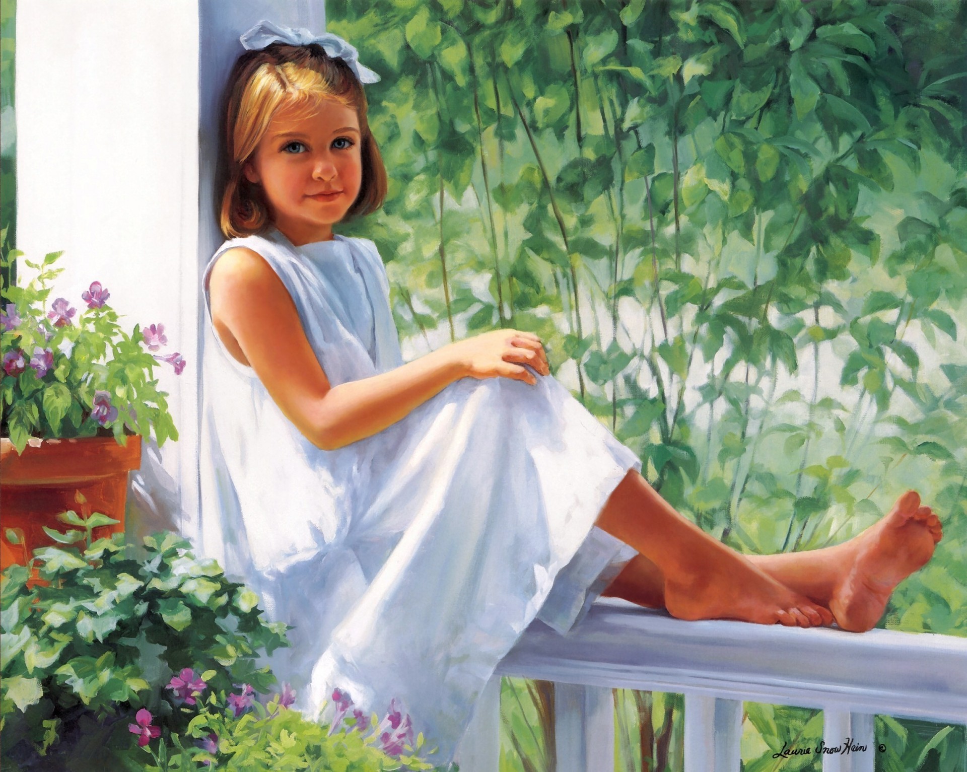 ragazza pittura fiori