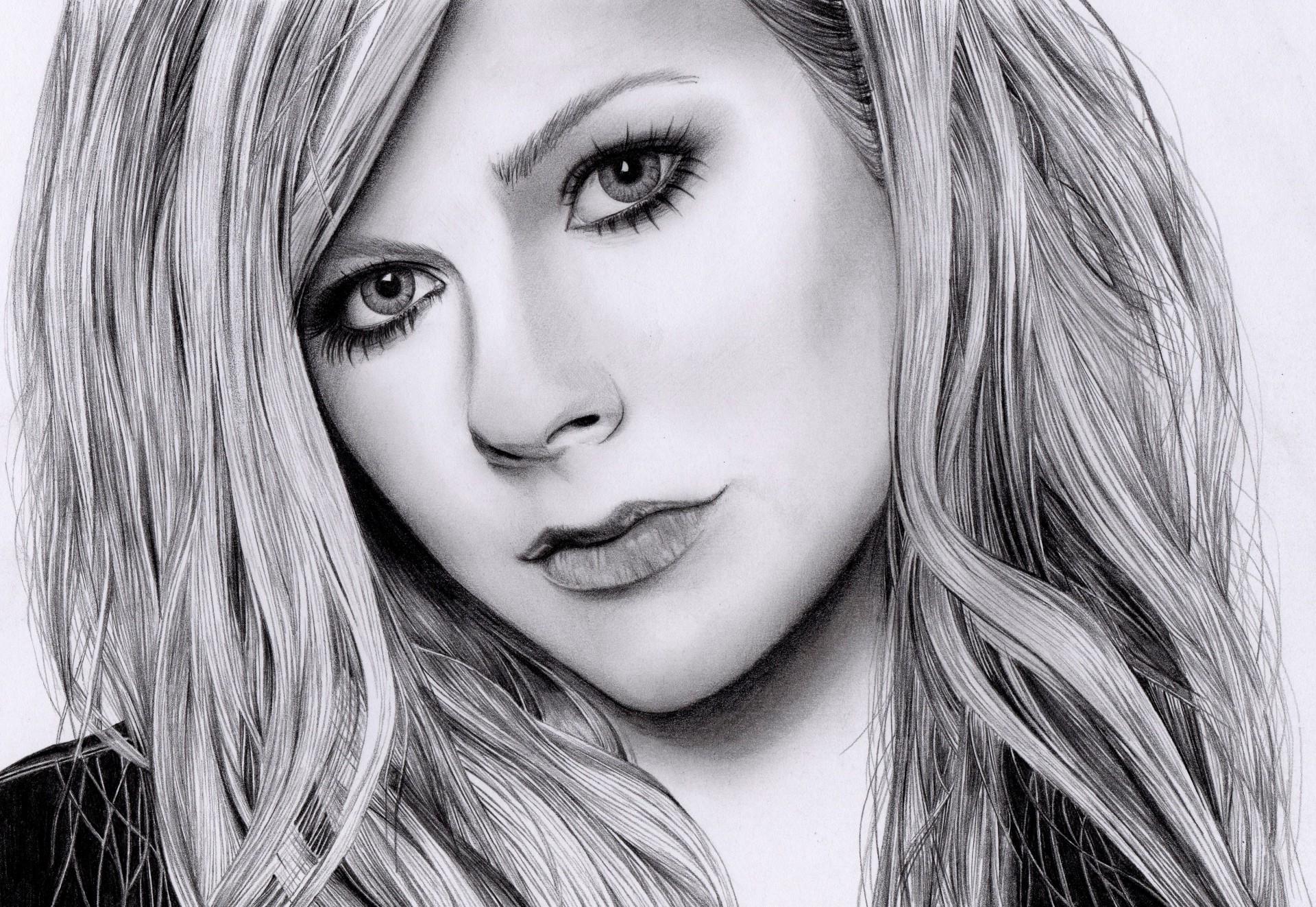 avril lavigne lápiz retrato dibujo