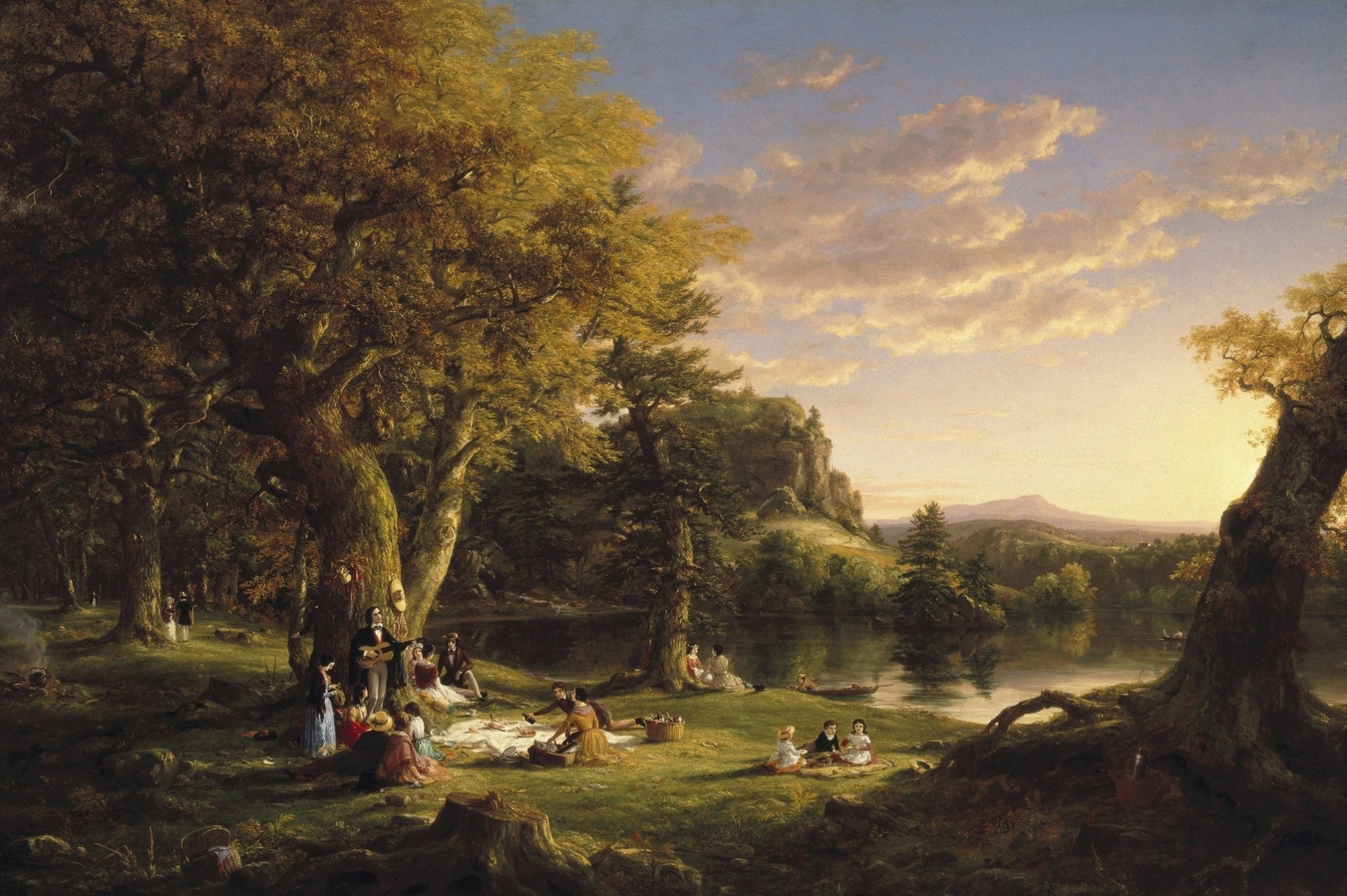 romance oil canvas picnic