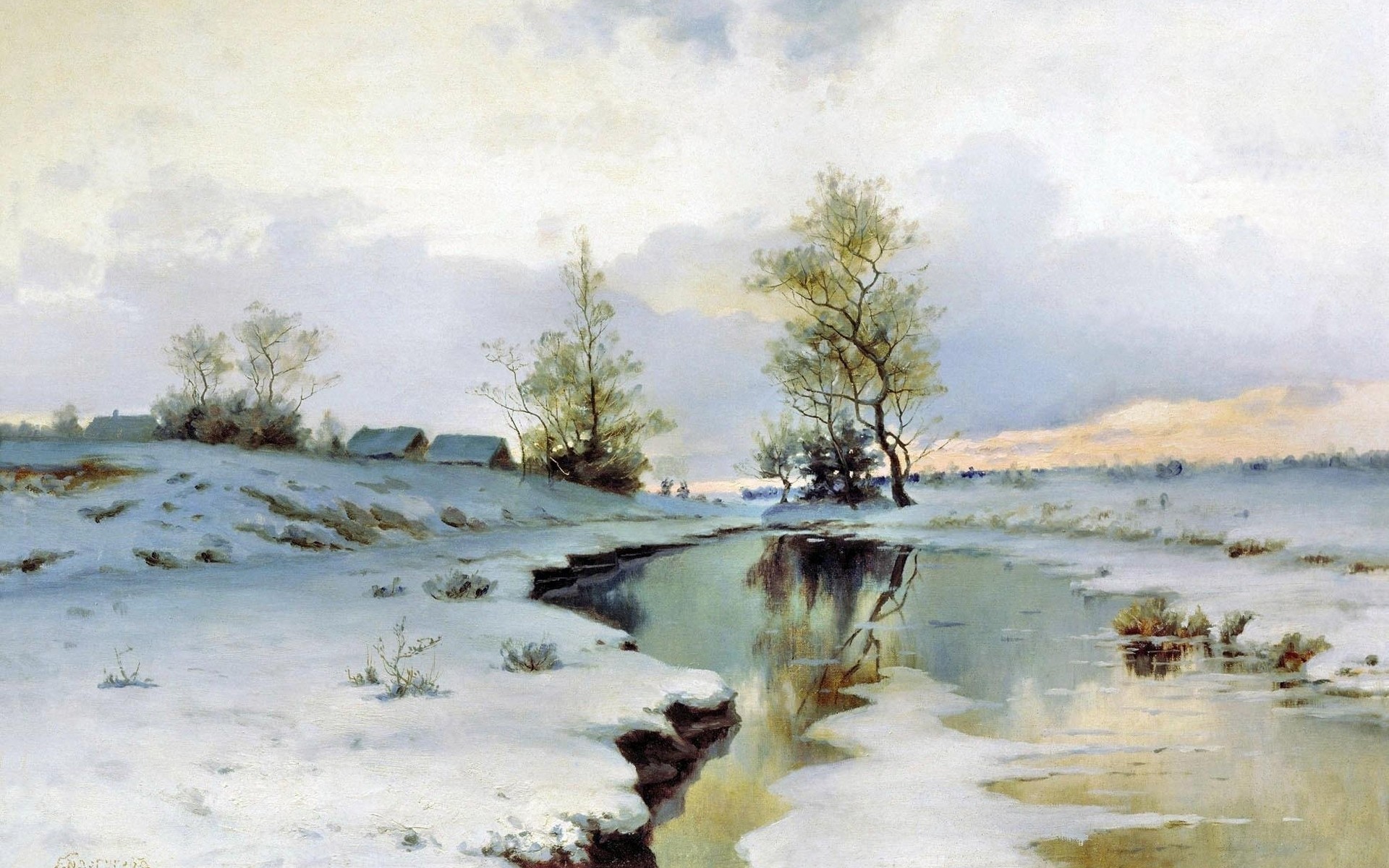 paysage réflexion peinture rivière aux yeux verts printemps