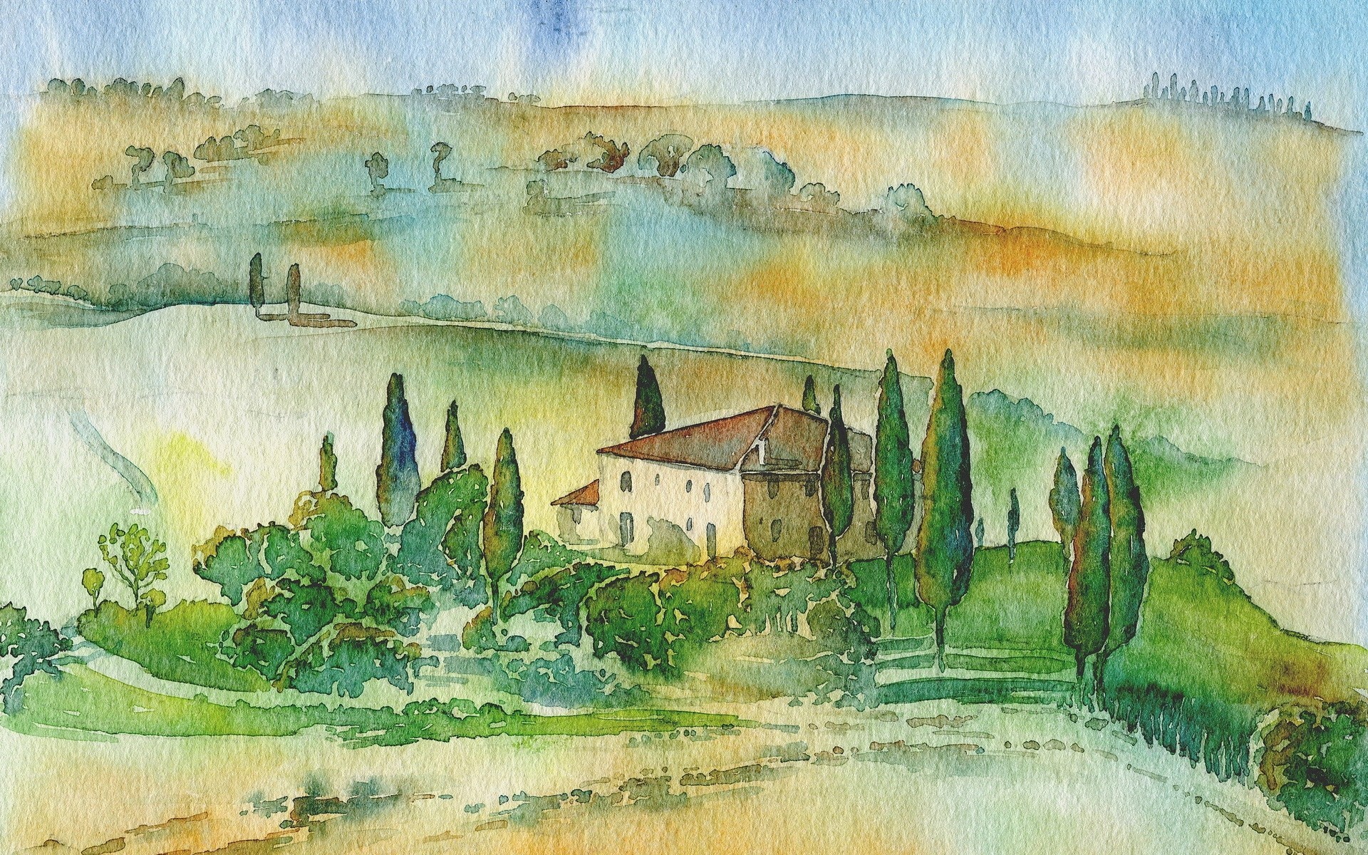 paysage peinture aquarelle