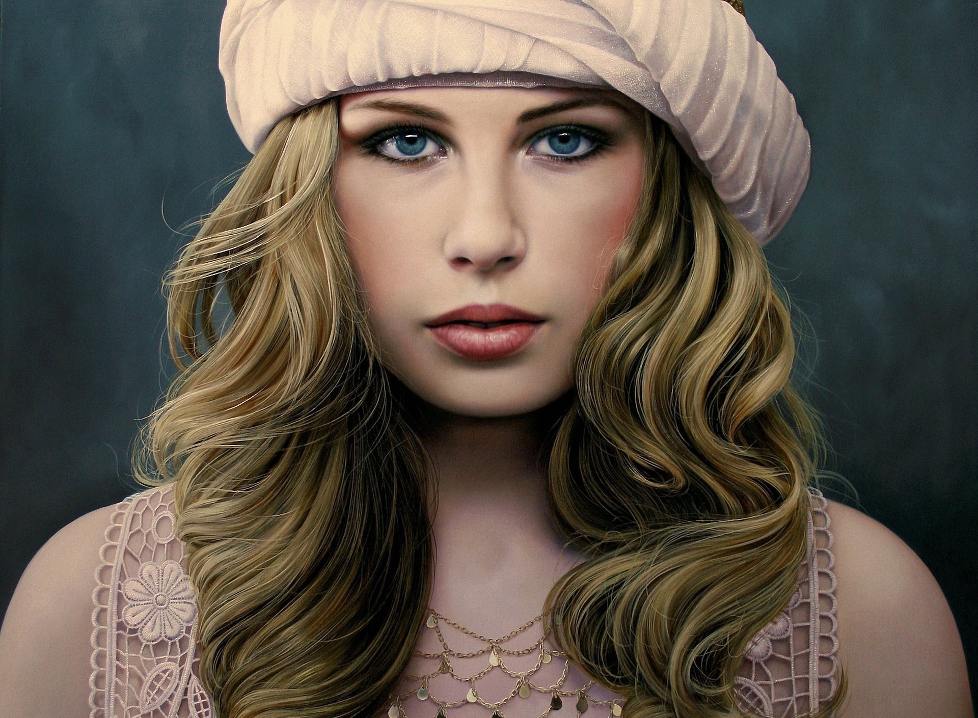 art face girl turban decoration