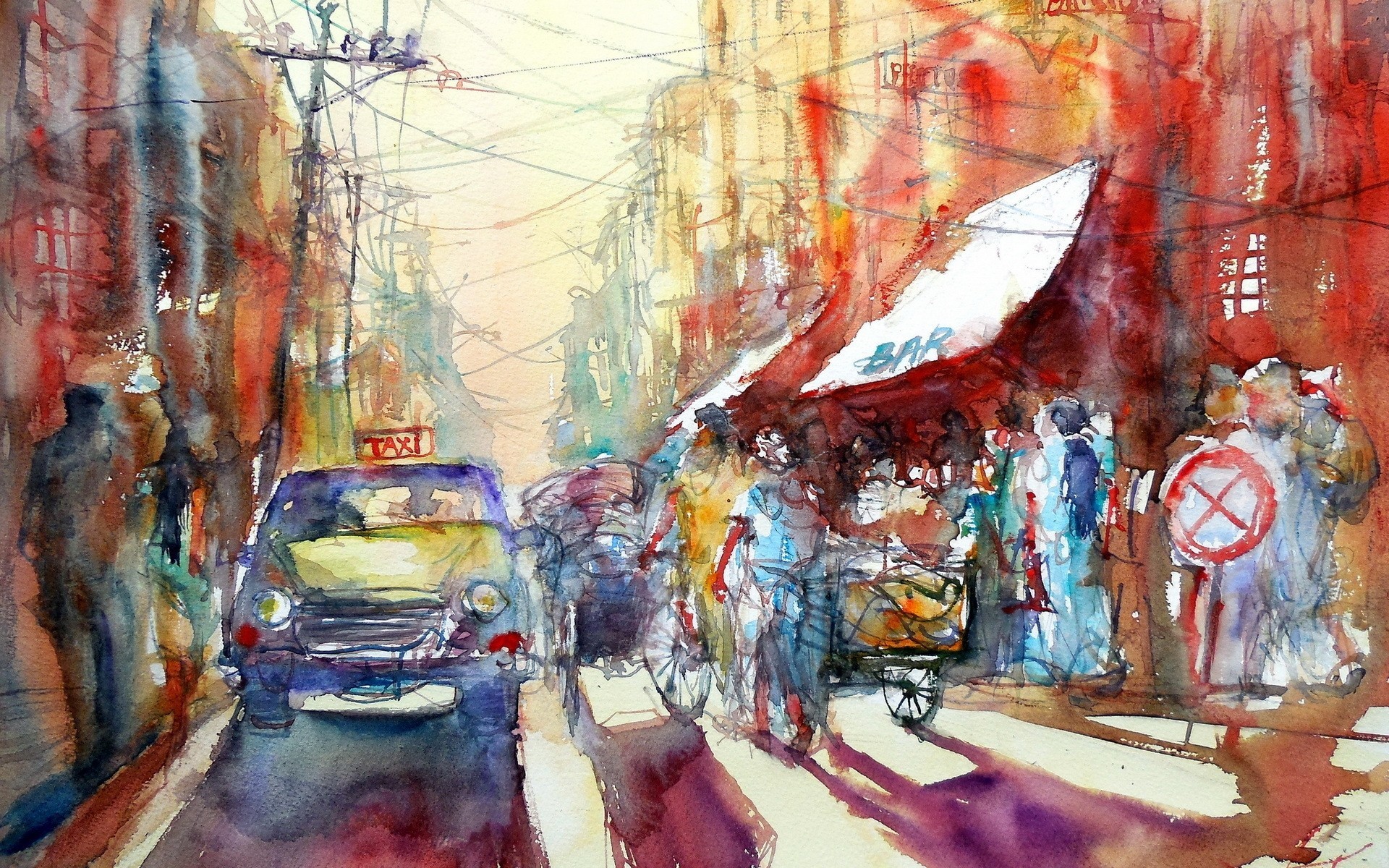 taxi peinture aquarelle