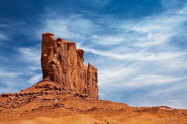 A rock in the Arizona desert and the sky