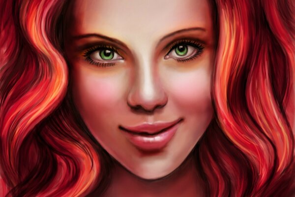 Pintura de arte de Lara Croft con cabello rojo