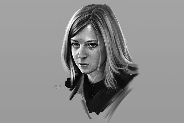 Portrait of Natalia Poklonskaya on a gray background