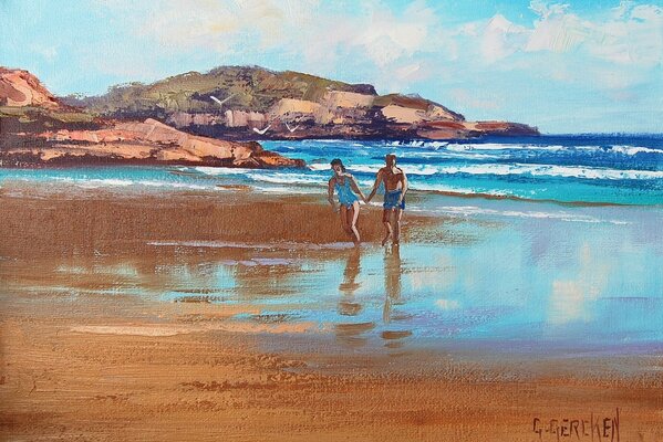 Two young men on the beach