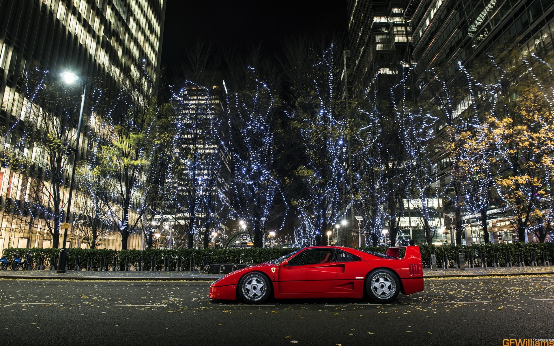 ferrari f40 supersportwagen ferrari stadt nacht