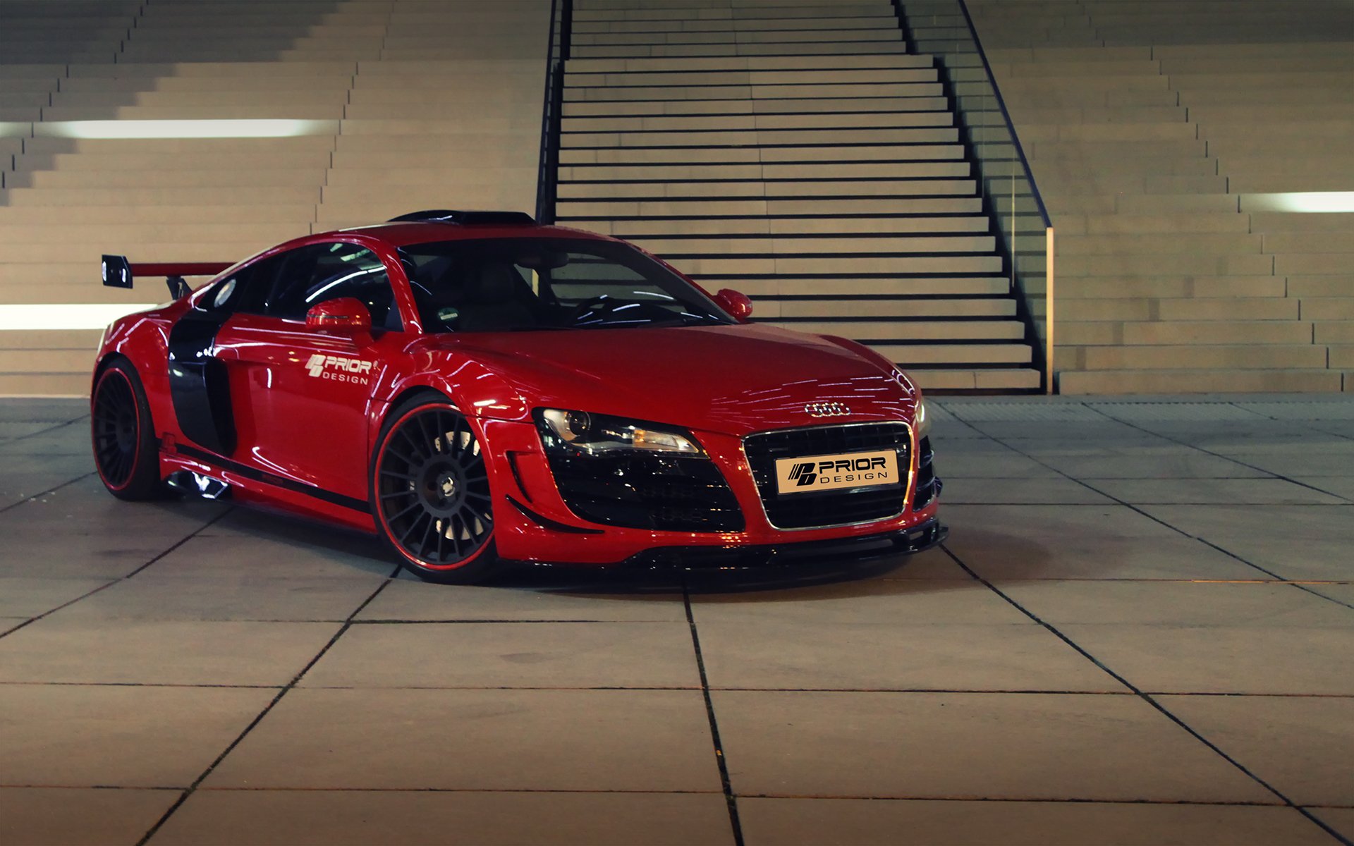 przed-design audi r8 gt650 samochód przód czerwony schody stopnie