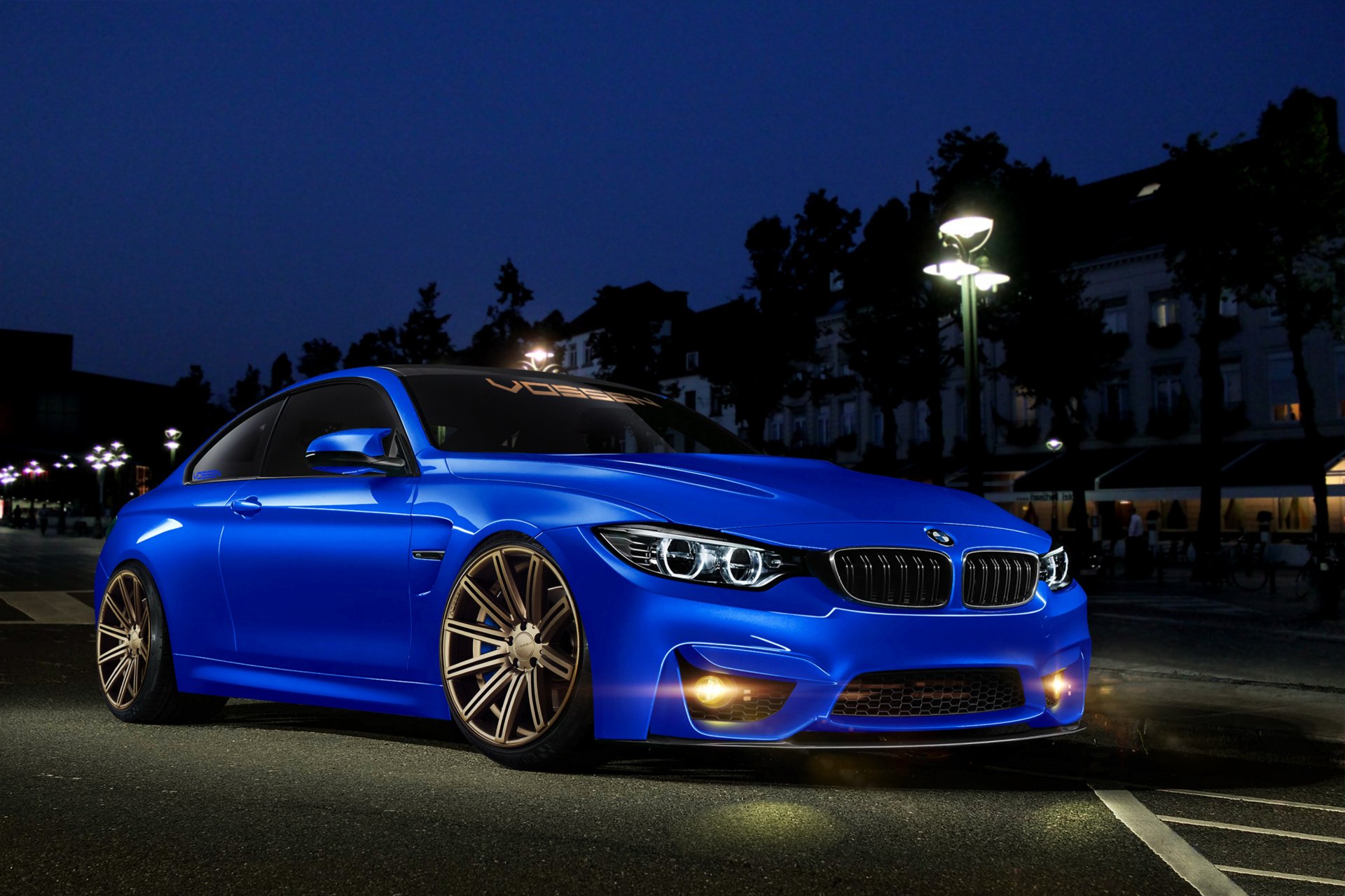 bmw 4er m4 blau vorne