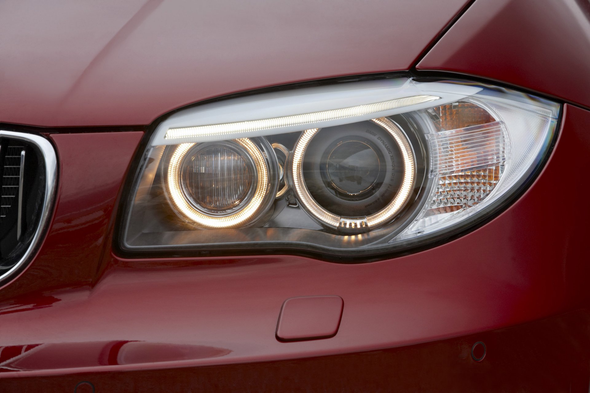 bmw coupe light power red close-up