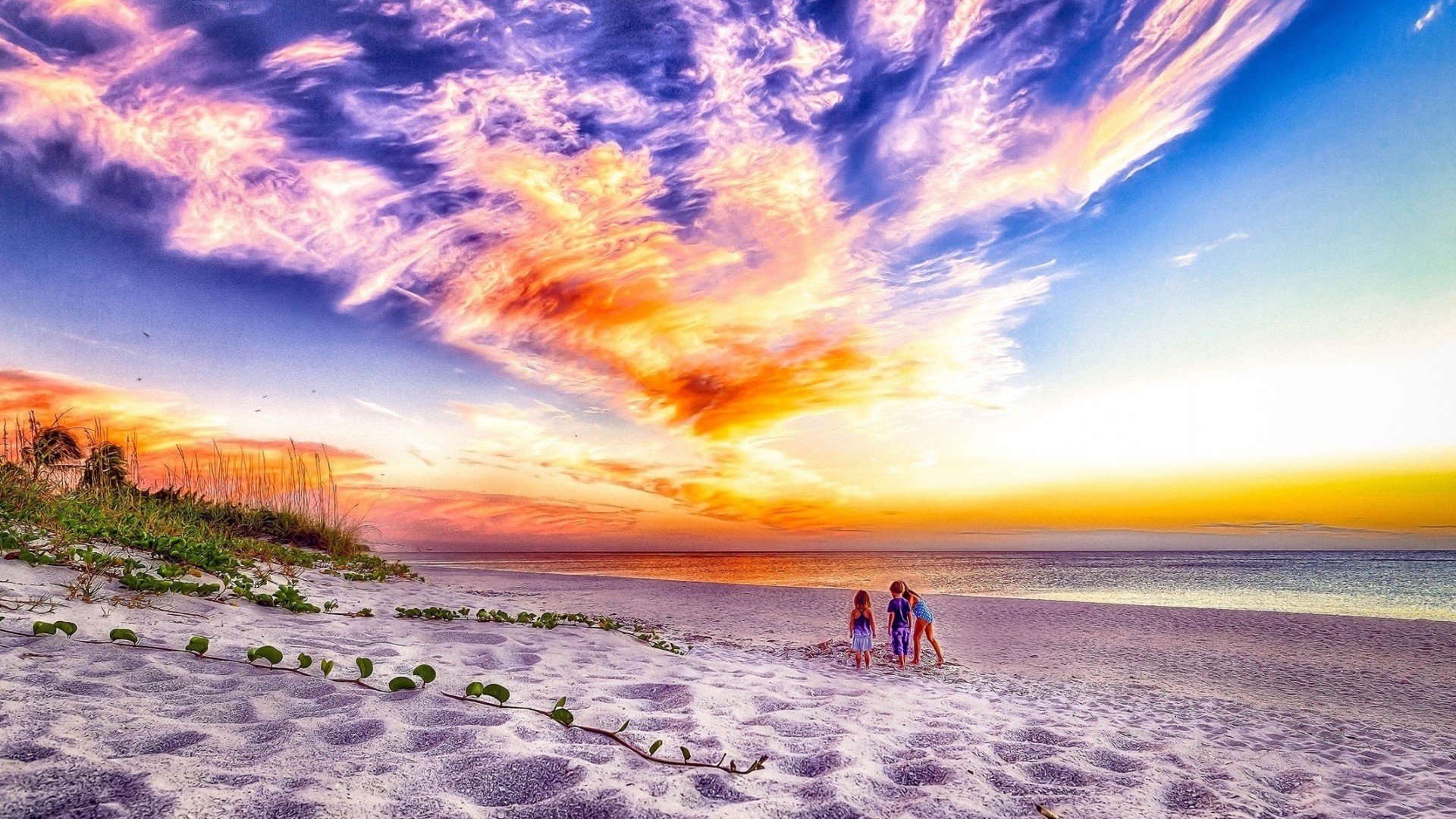 cielo playa niños