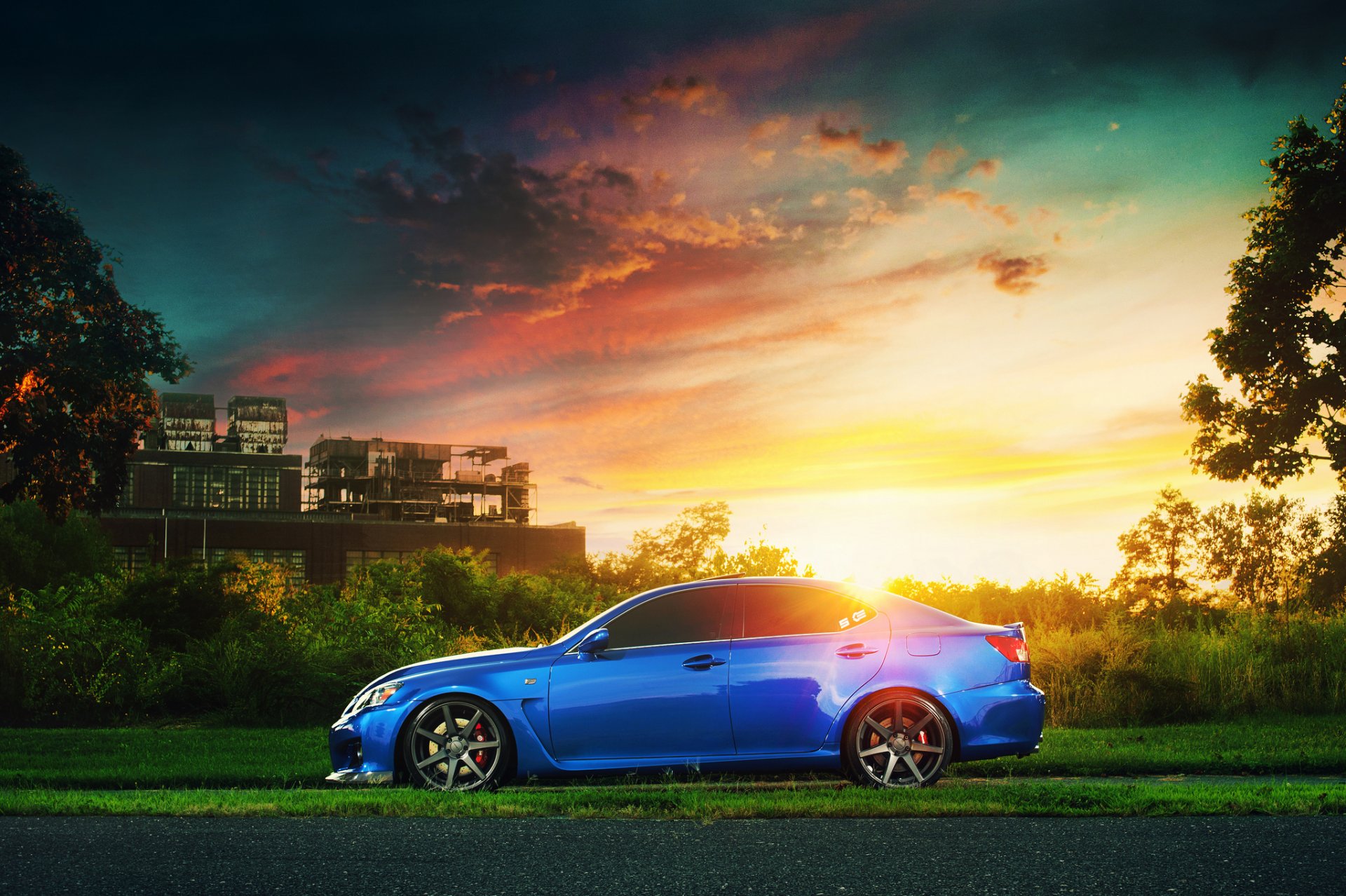 lexus is f blue profile sun highlight plant