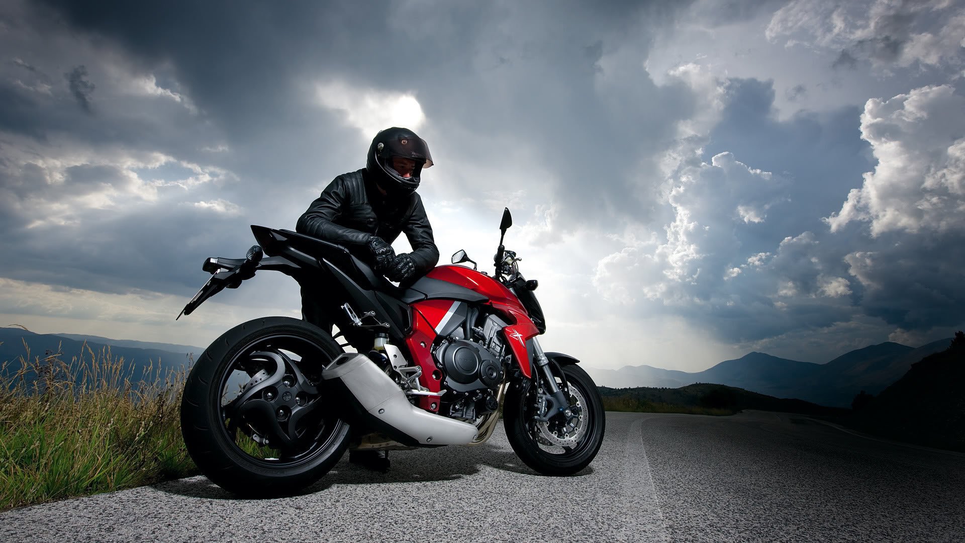 motorrad natur himmel rennfahrer straße wolken