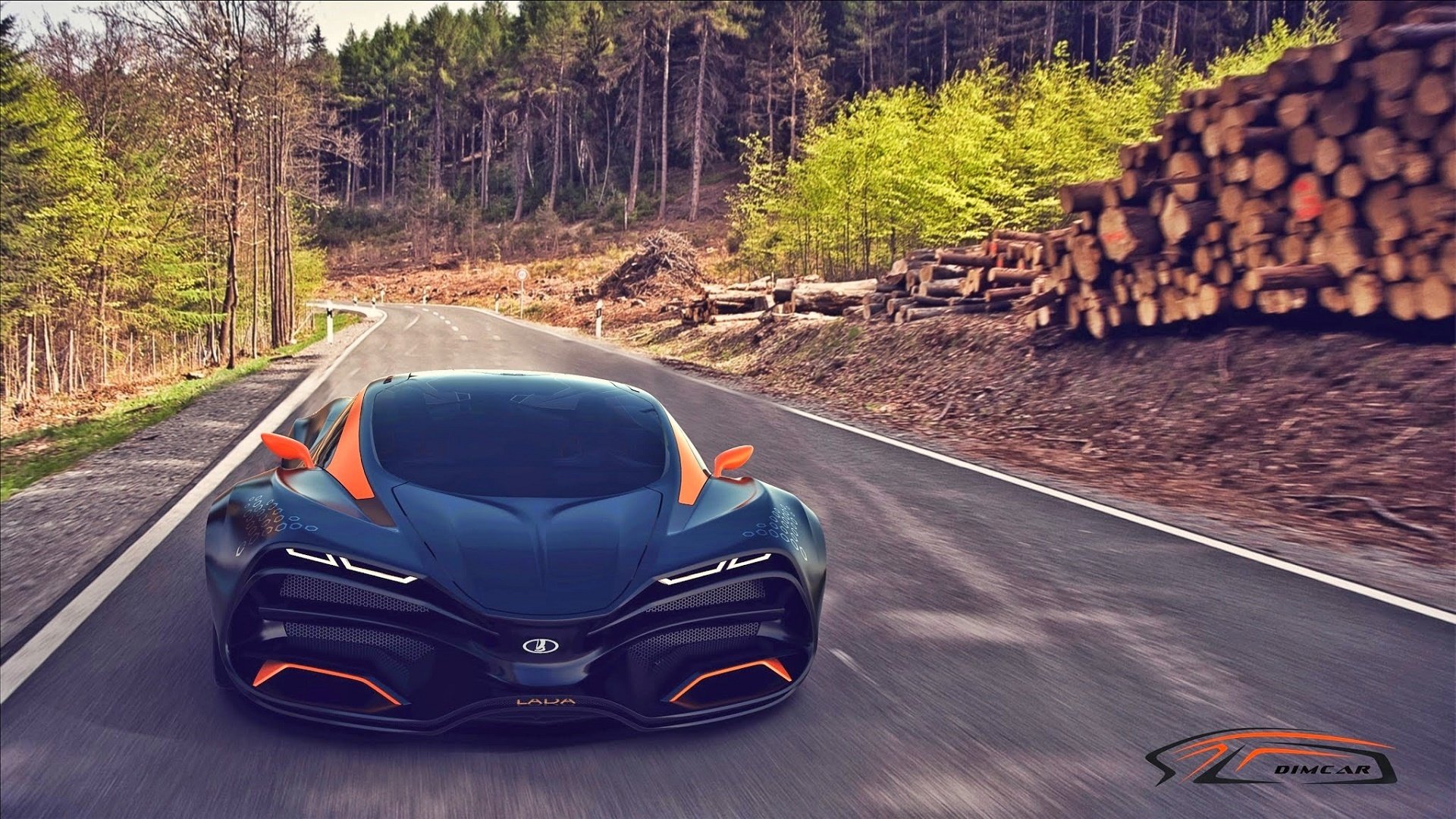 lada corbeau concept 2014 voiture route vitesse forêt arbres raven