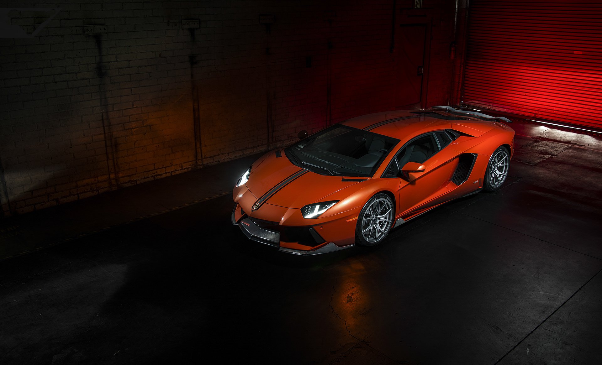 lamborghini aventador lp700-4 vorsteiner arancione anteriore sinistra lamborghini aventador