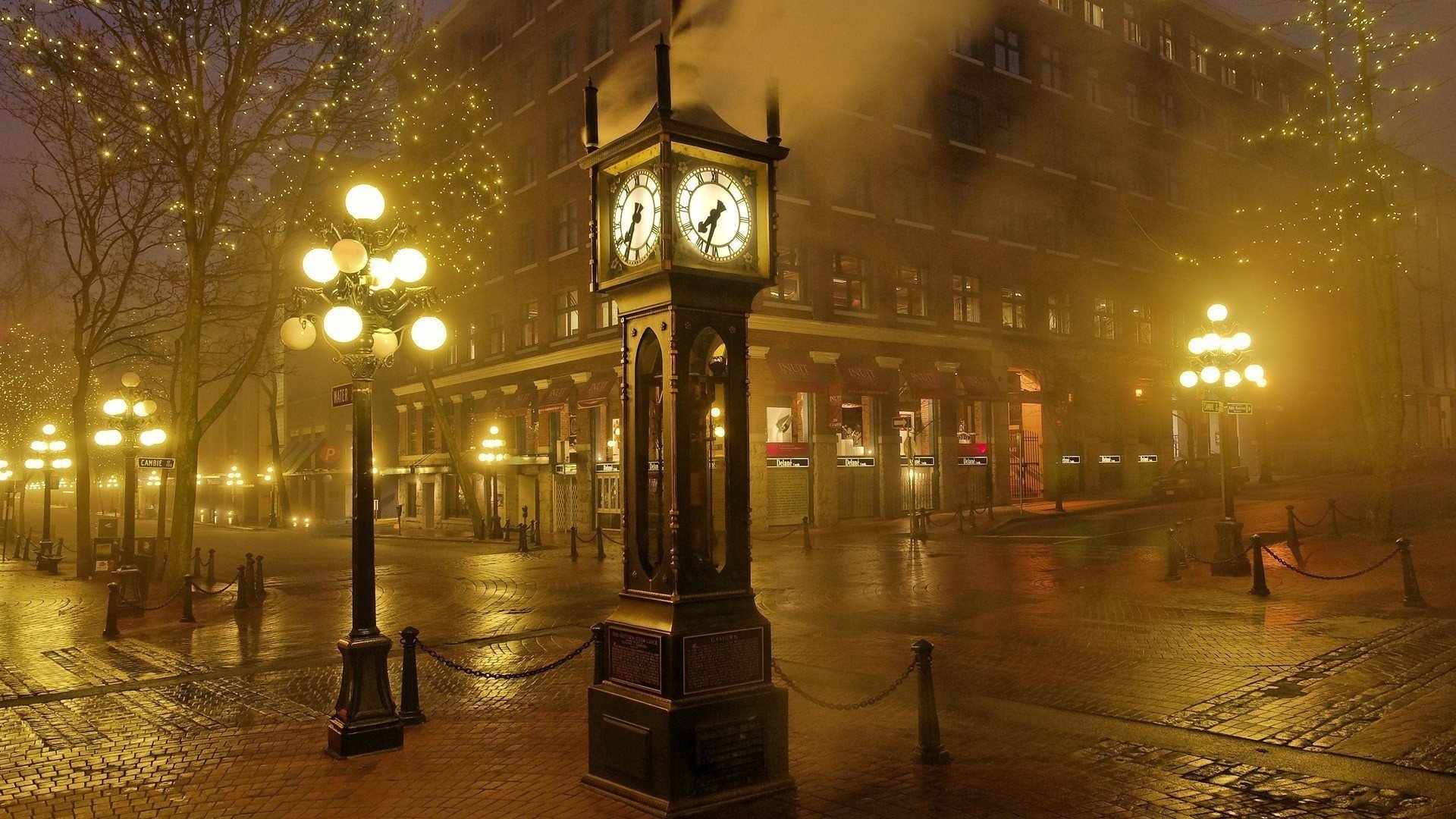 ciudad luces calle luz noche reloj