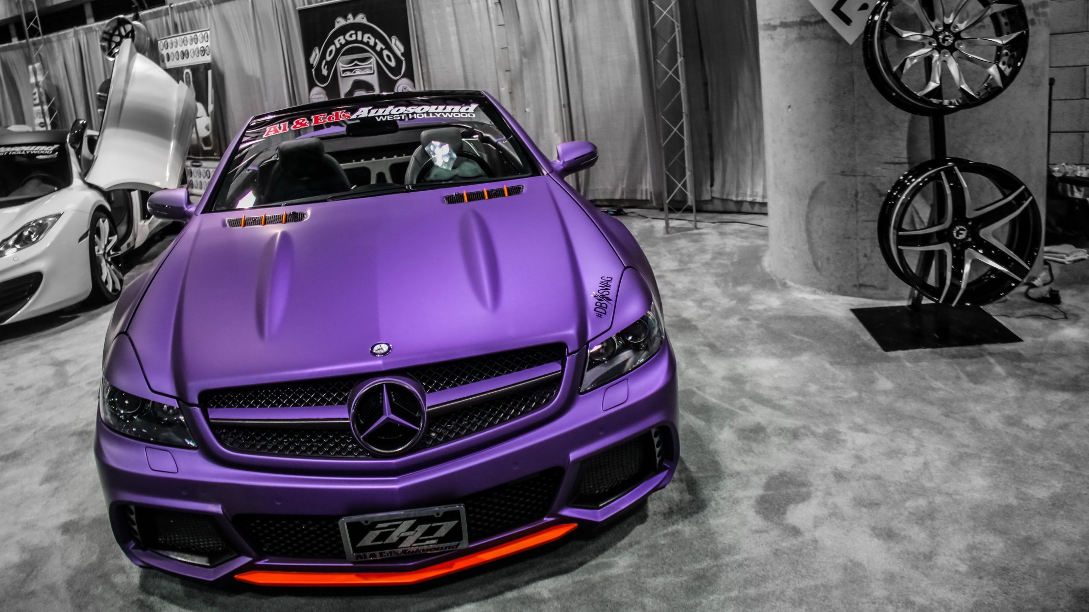 mercedes benz sl65 tuning kabriolet fioletowy felgi