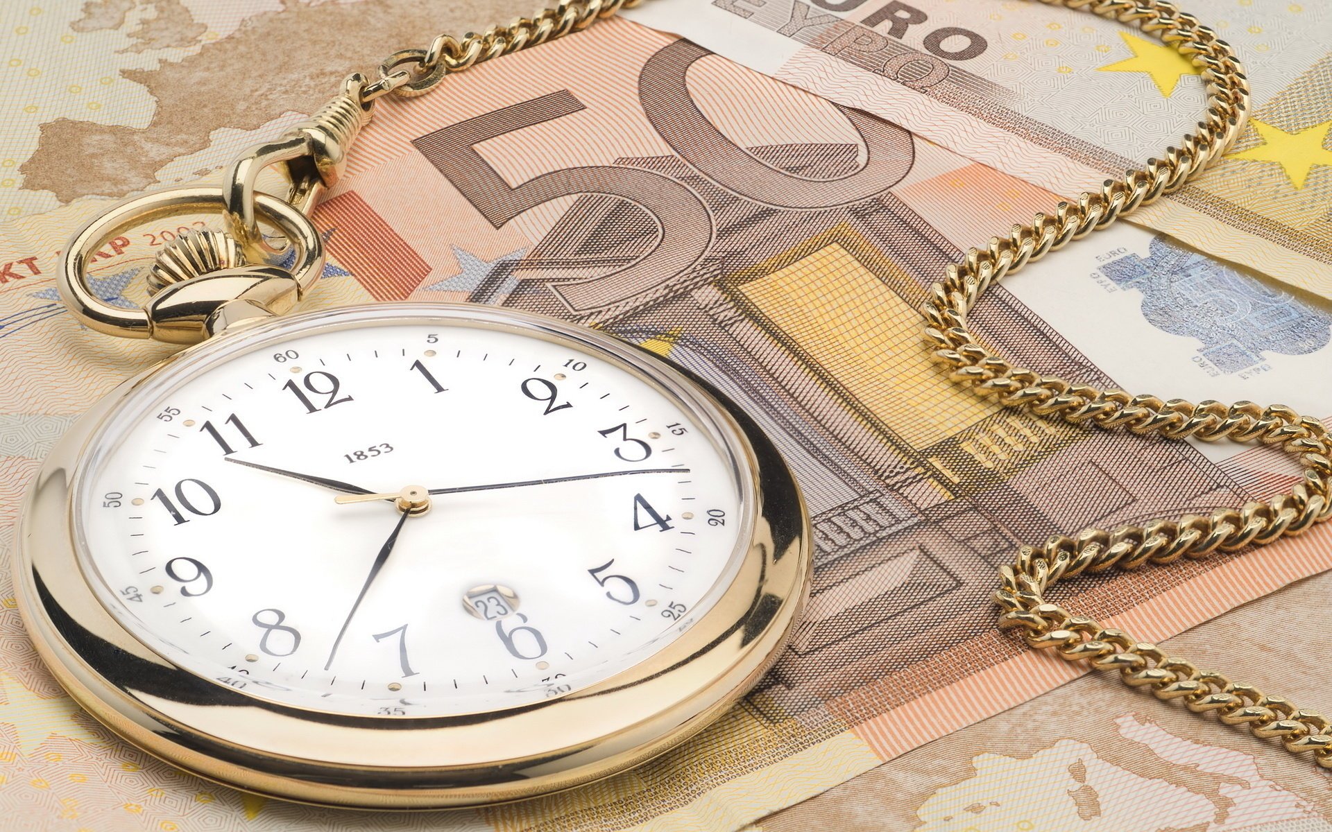 geld zeit-geld euro uhr kette