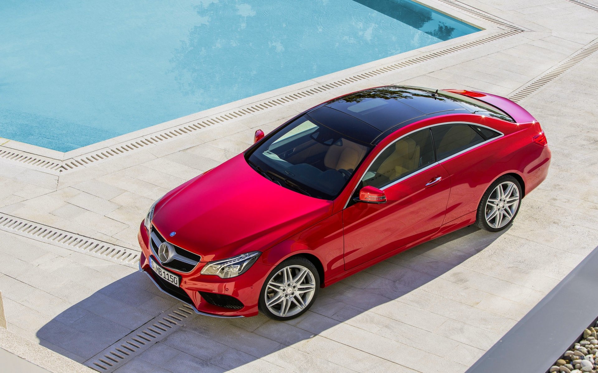 mercedes-benz e-class coupe red top view mercedes shadow hood